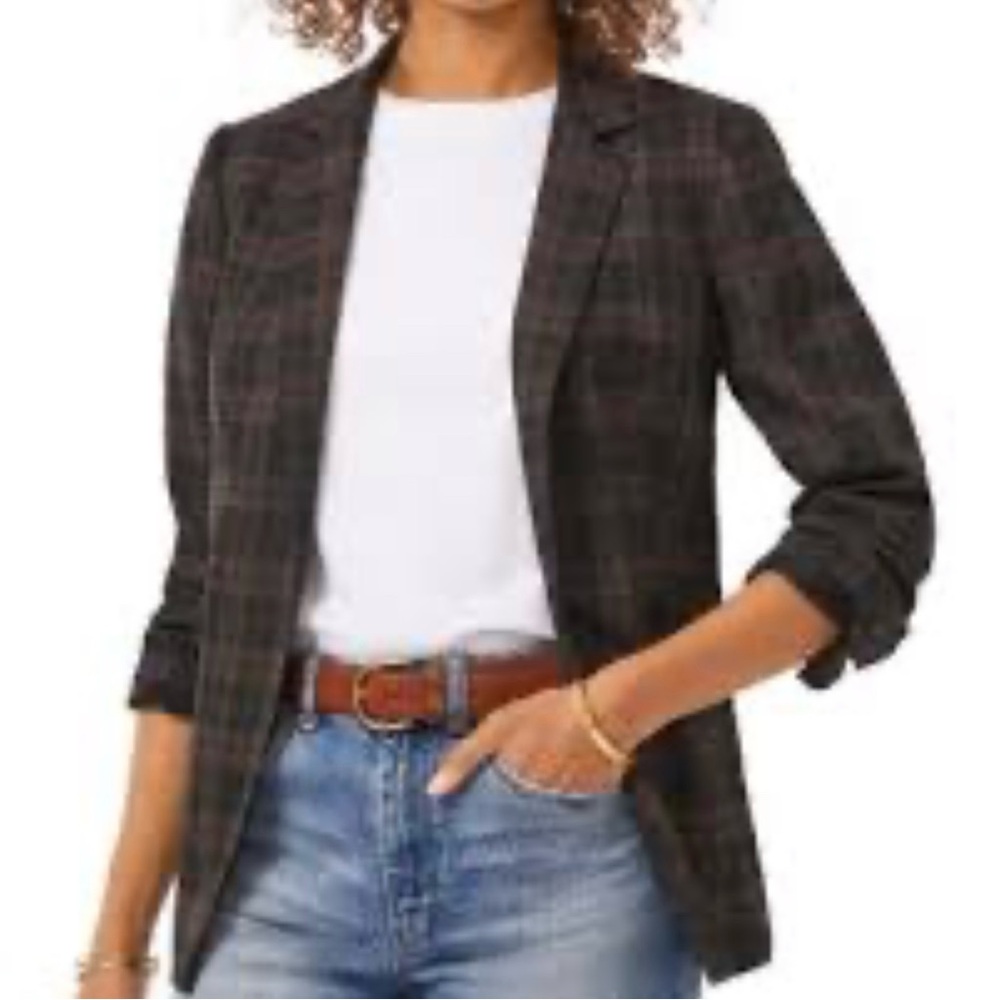 VINCE CAMUTO Notch Collar Plaid Blazer Women’s Size 14